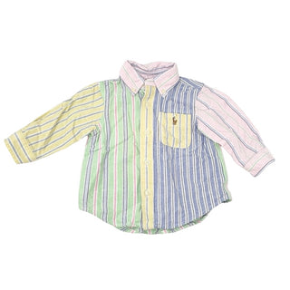 Ralph Lauren Pastel colour block stripped dress shirt, 6 months