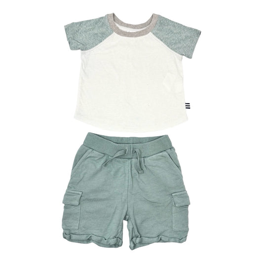 Splendid Green/white tshirt w/green short set, 6-12 months