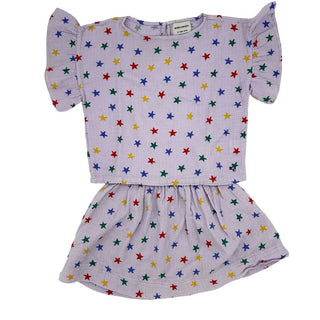 Bobe Choses purple w/stars skirt/top set, 2-3 years