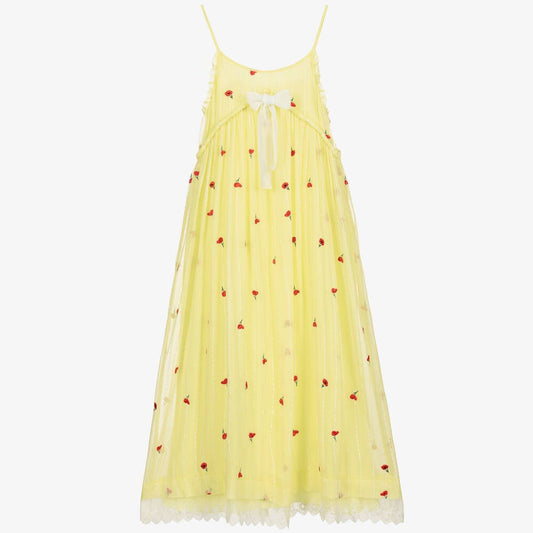 Chloe  yellow dresss w/roses, 8-10 Years