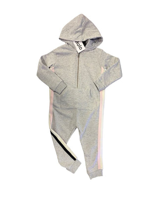 Molo Grey Hooded Jumpsuit with Side Stripes, New with tags, 2-3 years