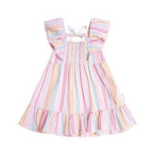 Hux Vintage rainbow stripe shirred dress new with tag, 12-18 months