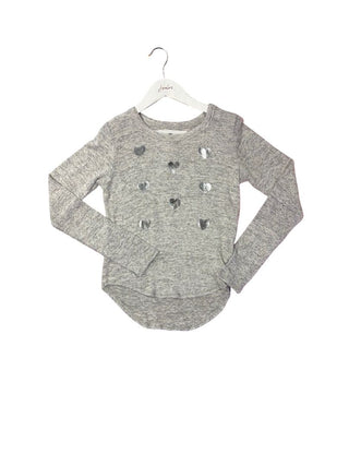 T2 Love Grey Marled Supersoft Longsleeve with Foil Silver Hearts - New With Tags, 10 years