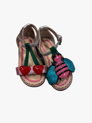 Gucci Cherry & Bee patent leather appliqués sandals