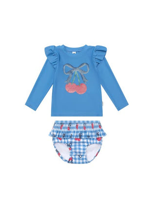Hux Cherry frill 2pc swim set new with tag, 12-18 months