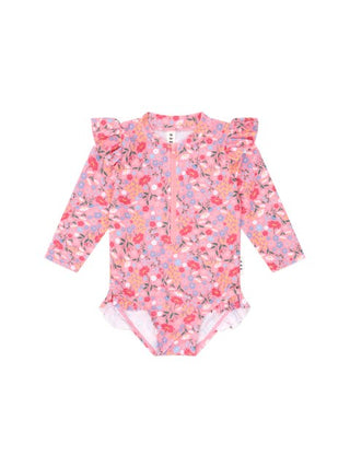 Hux Floral frill zip swimsuit new with tags, 12-18 months