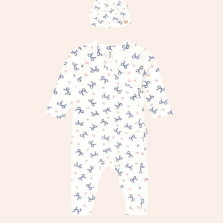 Hux Hearts and bows pointelle jumpsuit 2pc, 3-6 months