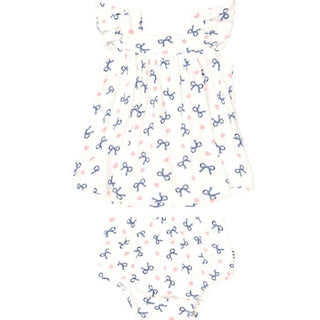 Hux Hearts and bows pointelle 2pc, 3-6 months