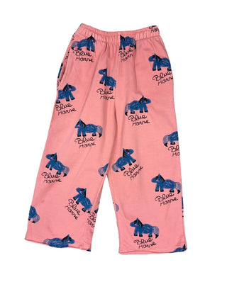 Weekend House Kids Pink w/blue horses cotton pants, Petit