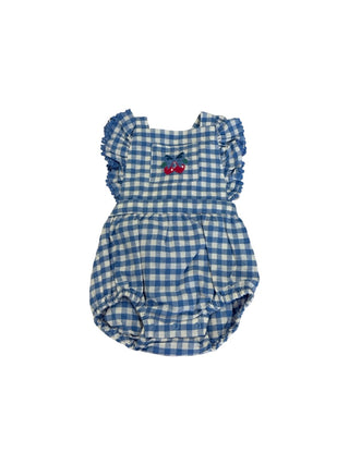 Hux New with tags dusty blue gingham bow playsuit, 3-6 months