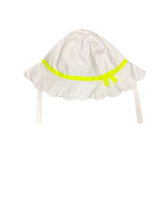 Janie and Jack White and Neon Yellow Scallopped Edge Sunhat , 6-12 months