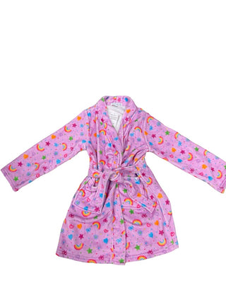 Preppy Goose Rainbow hearts bow plush robe new with tags, 6 years