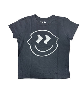 Chaser Black Tee with Wavy Smiley Graphic, 6 years