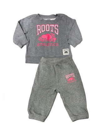 Roots Grey and Hot Pink Sweat Set , 6-12 months