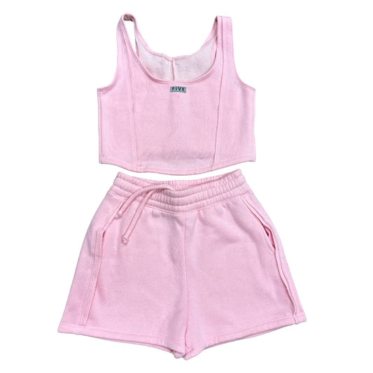 Five The Label Pink cotton tank/shorts set, Youth xlarge