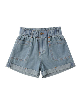 Rylee + Cru Alba Short Denim Washed Blue - New With Tags, 4-5 years