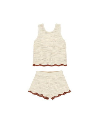 Rylee + Cru Crochet Tank and Shorts Set in Natural Colour - New With Tags, 4-5 years