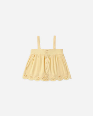 Rylee + Cru Remi Romper in Citron with Eyelet Lace - New With Tags, 4-5 years