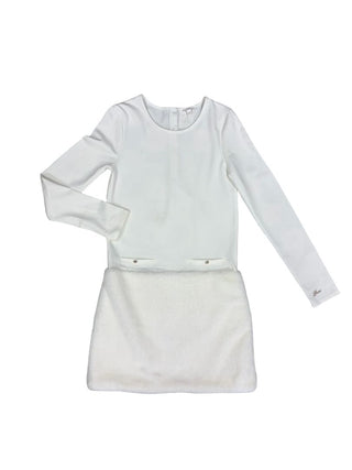 Guess White Longsleeve Dress with Fur , 16 years