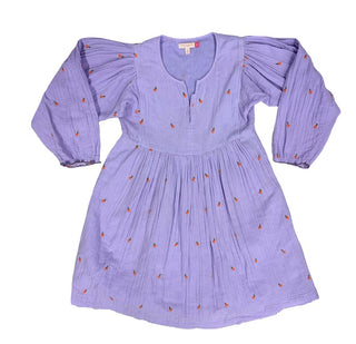 Pink Chicken Purple Dress with Orange Embroidery Pattern, 14 years