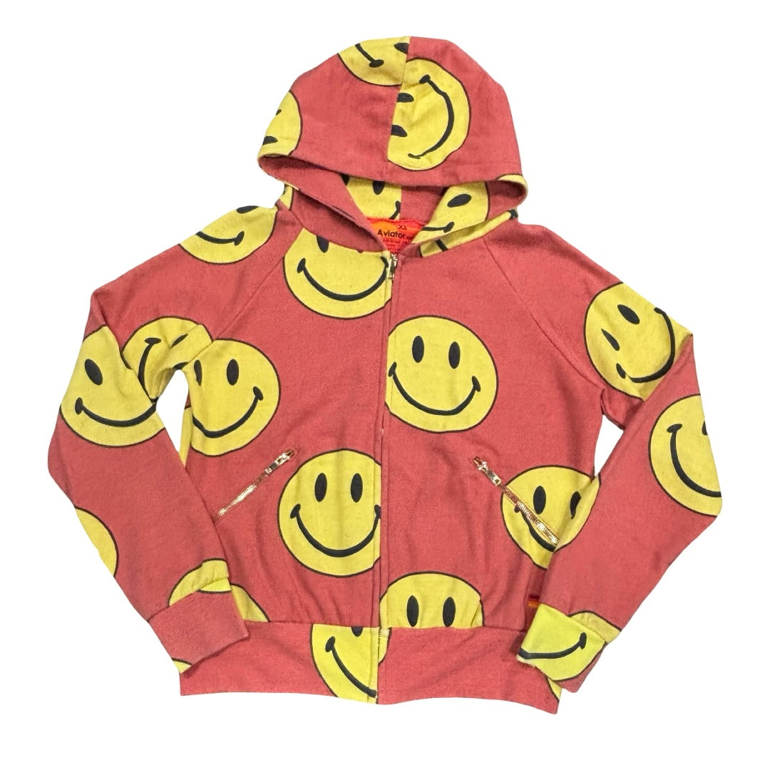 Aviator Nation Smiley face repeat hoodie zip up, Women’s xs