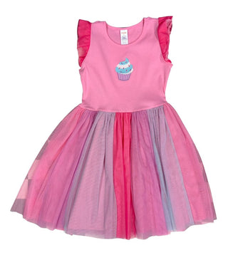 Gymboree Pink Tulle Skirted Dress with Cupcake Embroidery, 12 years