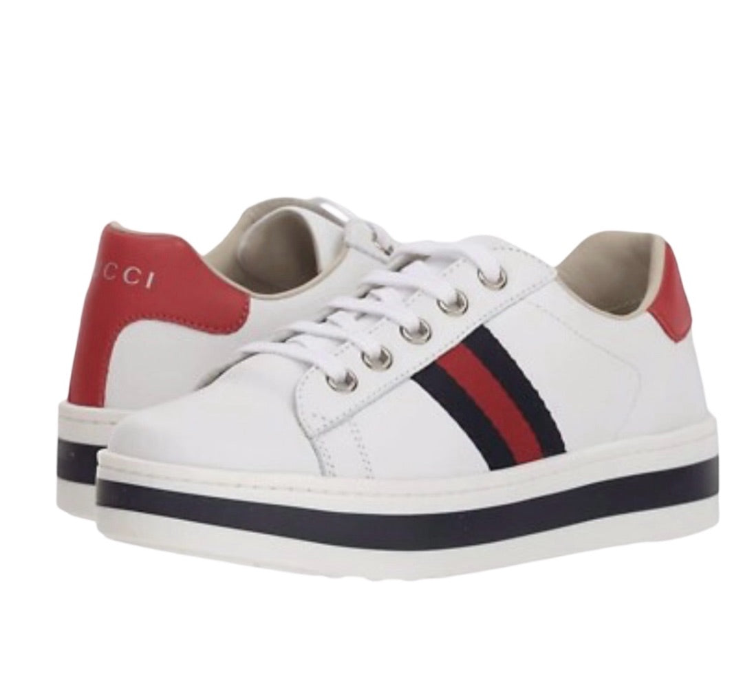 Gucci Ace w/navy/red sneakers, Euro 32
