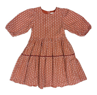 Pink Chicken Eyelet Tiered Orange Dress , 14 years