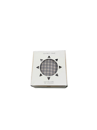 Quincy Mae Blue gingham organic baby swaddle new in box, OS