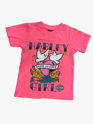 Harley Davidson Motorcycles Bright Pink Graphic "Harley Girl" Tee, 2-4 years