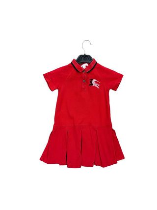 Burberry Red Polo Dress with Embroidered Logo, 6 years