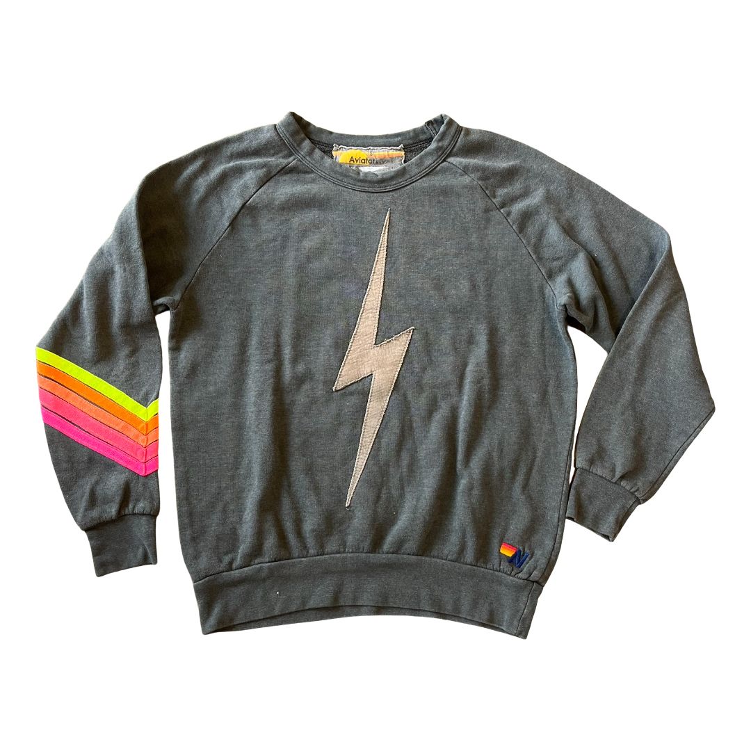 Aviator Nation black w/lightning bolt sweatshirt, small adult