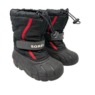 Sorel Black/red Flurry Pull On Winter Boots, 11 little kids