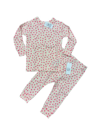 Gap Pink Heart Pattern Pajama Set, 6-12 months