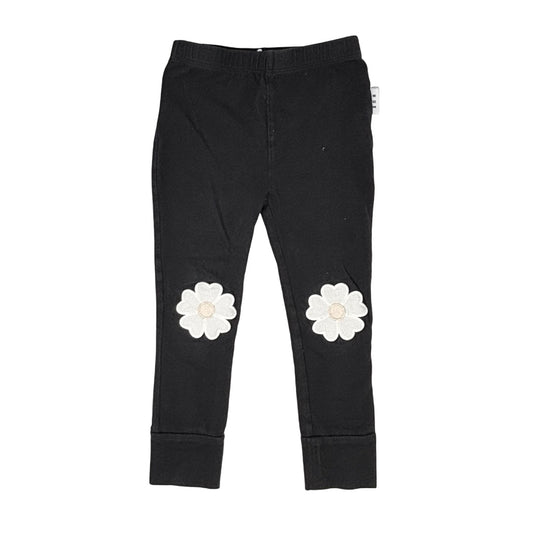 Hux Black w/flower embroidery leggings, 4 years