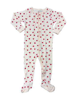 Petit Lem Pink and Red Heart Pattern Sleeper, 18 months