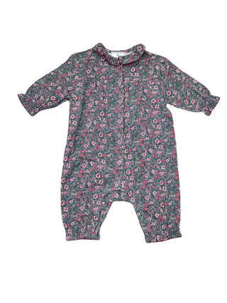 Petite Plum Pink and Teal Floral Print Playsuit, 6-12 months
