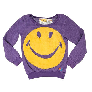 Aviator Nation Purple smile face crewneck sweatshirt, 6 years