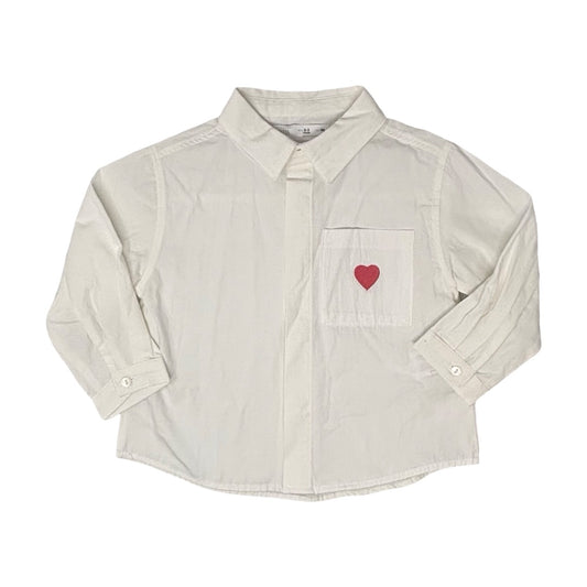 Zara White dress shirt w/heart, 2-3 years