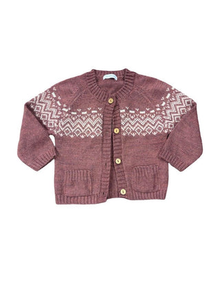 Laranjinha Dusty Mauve Knit Cardigan , 3 months