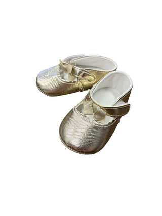 Gold Crib Shoes with Bow Detail, 1 little kid