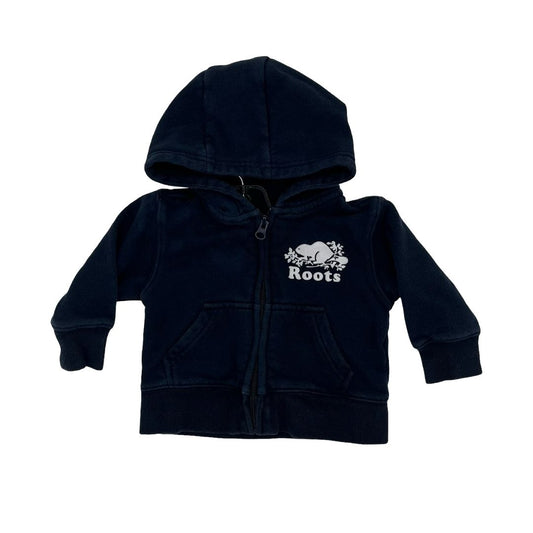 Roots navy zip-up, 6-12 months