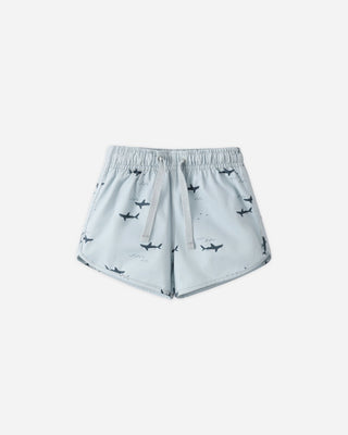 Rylee + Cru Light blue sharks swim trunk new with tag, 6-12 months
