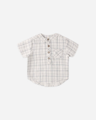 Quincy Mae Jaxson shirt blue plaid new with tag, 3-6 months