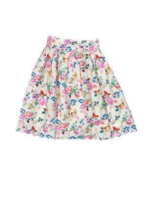 Cream and Floral Patterned Pleated Skirt, 10 years