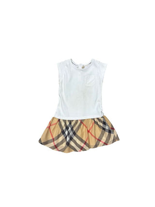 Burberry White Tee and Plaid Skirt Combo Dress, 18 months