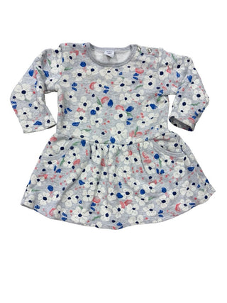 Petit Bateau Grey Floral Pattern Sweater Dress, 12 months