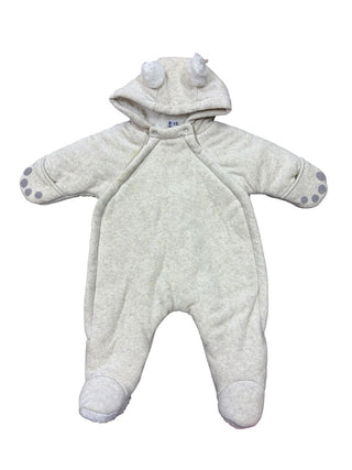 Petit Bateau Marled Cream and Grey Fleece Suit, 3 months