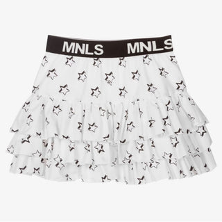 Monnalisa White Tiered Ruffle Skirt with Star Pattern, 8 years