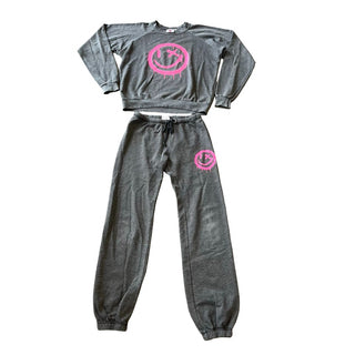 Lucy black w/pink smile face pants, xlarge